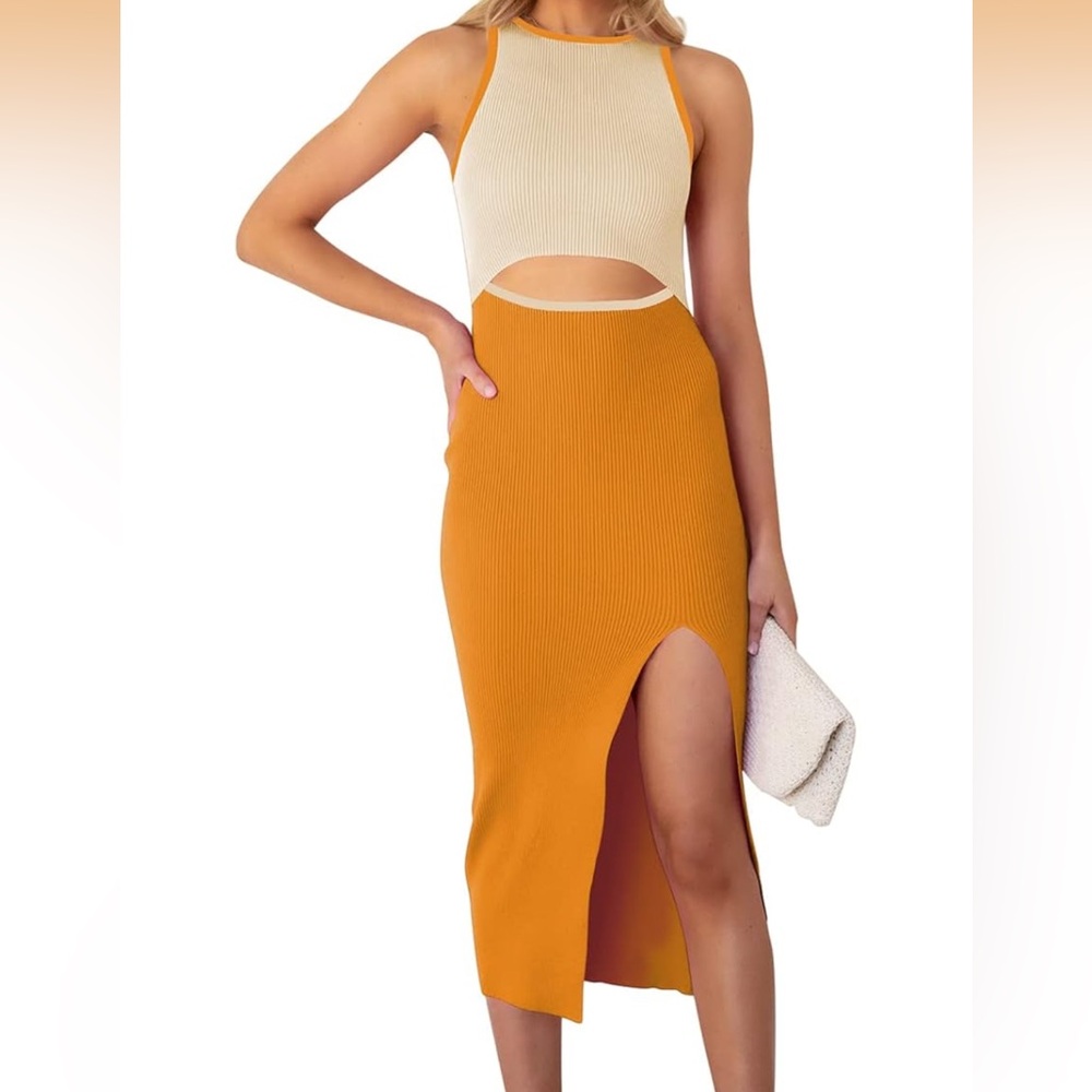 Orange Women's Cut Out Midid Dress